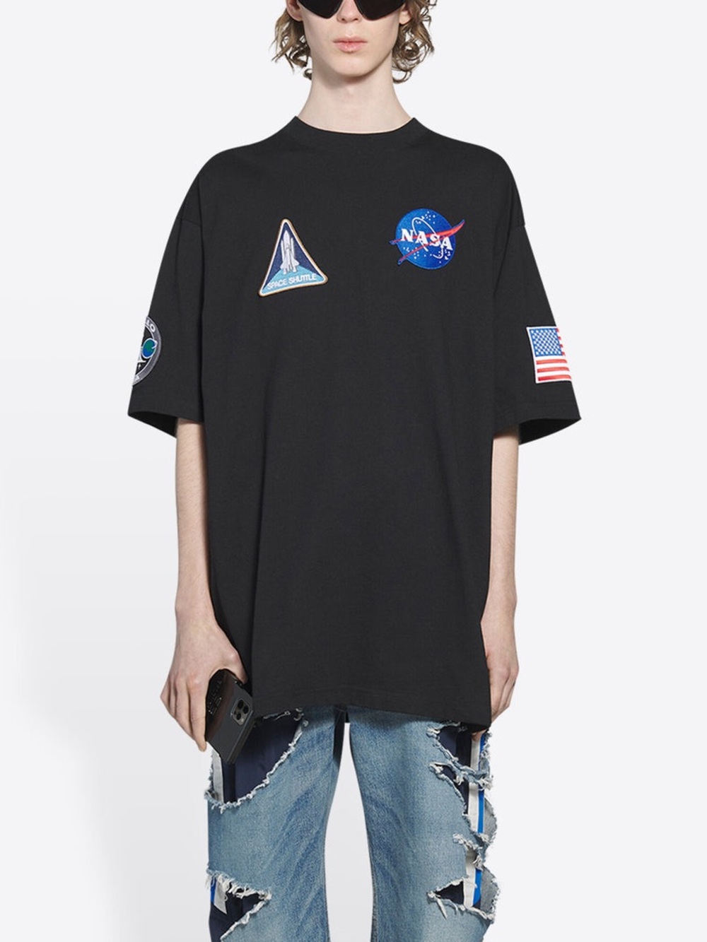 Balenciaga x NASA - oversized black Patch Short Sleeve Tee